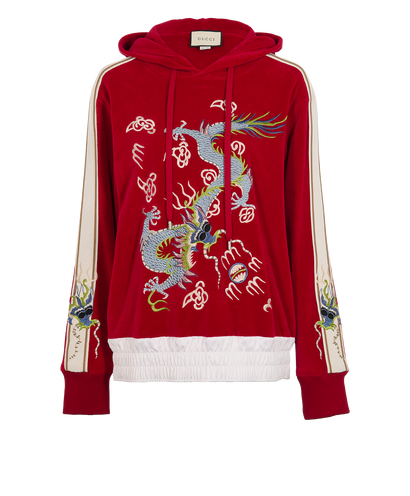 Gucci Dragon Embroidery Hoodie, &pound;375, Clothing, Pink, Cotton/Polyester, Front view