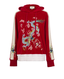 Gucci Dragon Embroidery Hoodie, Cotton/Poly, Pink, Sz S, 2*