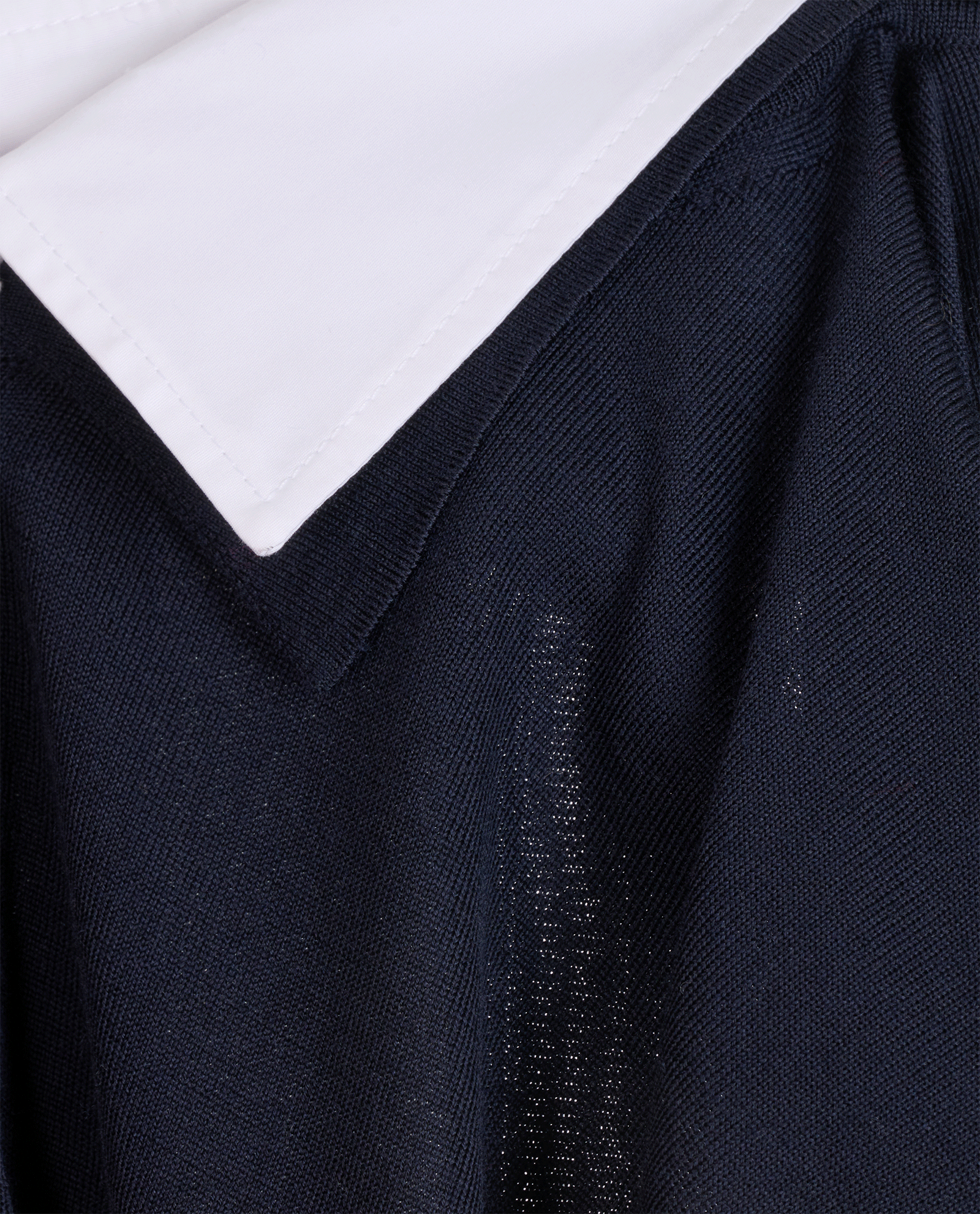 Prada Shirt Collar Fine Knit Polo Jumper, &pound;175, Clothing, Navy/White, Cotton/Wool, Other view