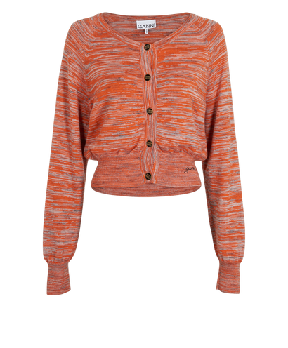Ganni Mouline Cardigan, &pound;80, Clothing, Orange, Wool, Front view