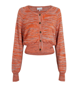 Ganni Mouline Cardigan, Merino, Orange, Sz L, 3*