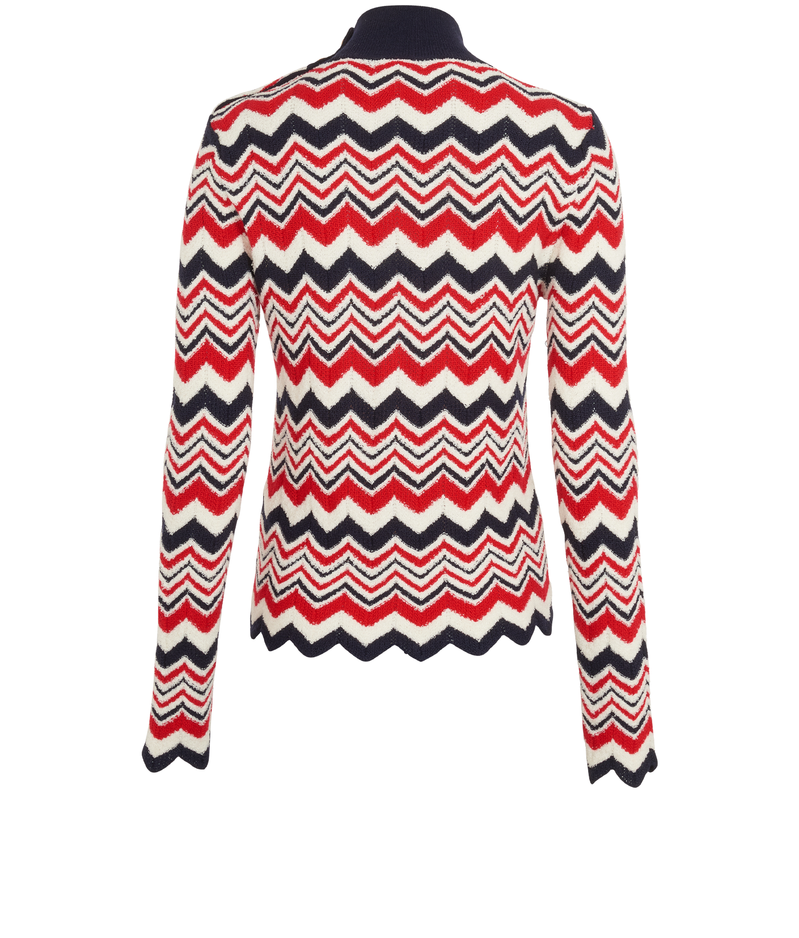 Balmain Chevron High Neck Jumper, &pound;150, Clothing, Blue/Red/White, Polyester/Wool, Back view