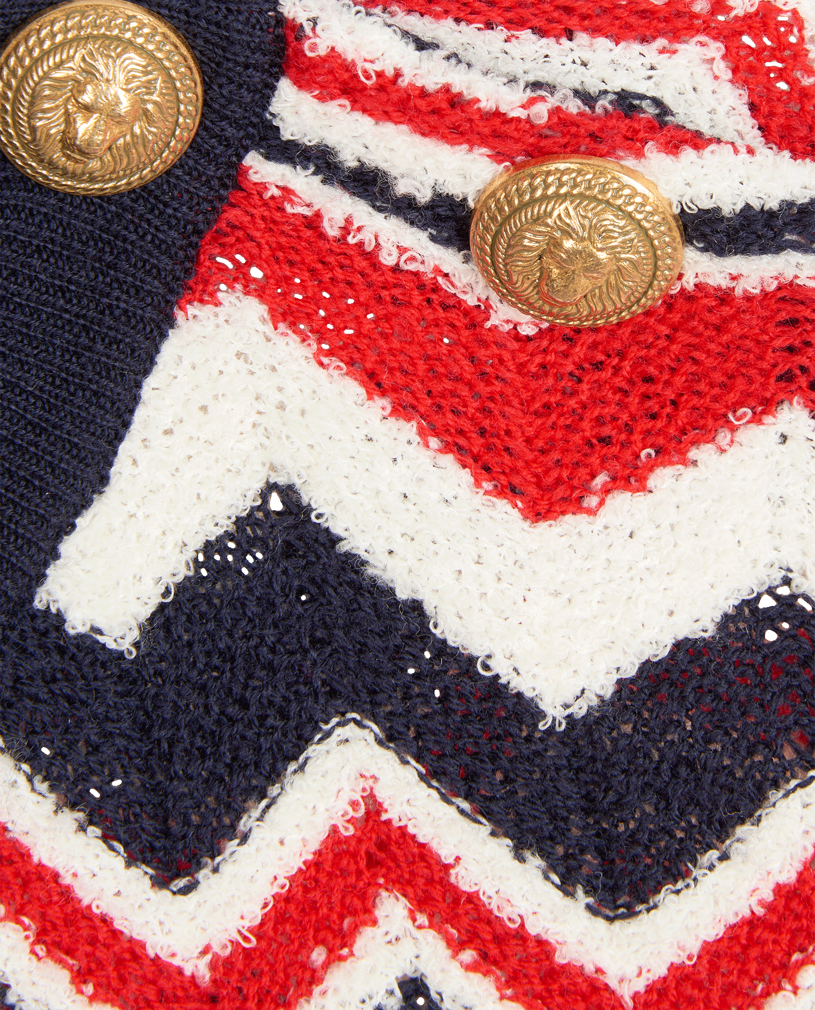 Balmain Chevron High Neck Jumper, &pound;150, Clothing, Blue/Red/White, Polyester/Wool, Other view