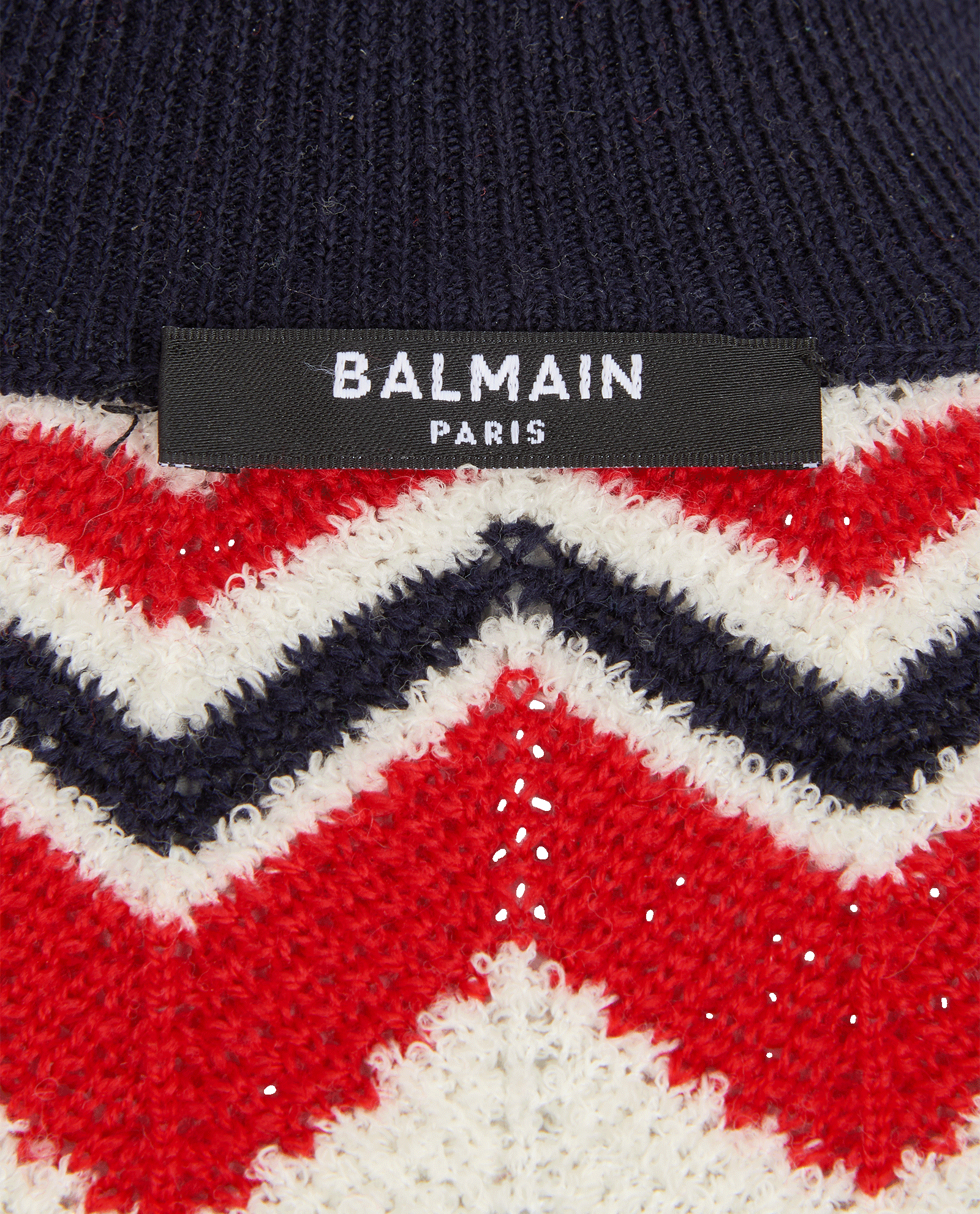 Balmain Chevron High Neck Jumper, &pound;150, Clothing, Blue/Red/White, Polyester/Wool, Other view
