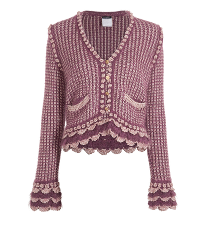 Chanel Knit Scallop Cardigan, &pound;1,100, Clothing, Purple, Mohair, Front view