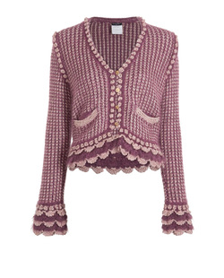 Chanel Knit Scallop Cardigan, Mohair, Purple, UK12, 3*