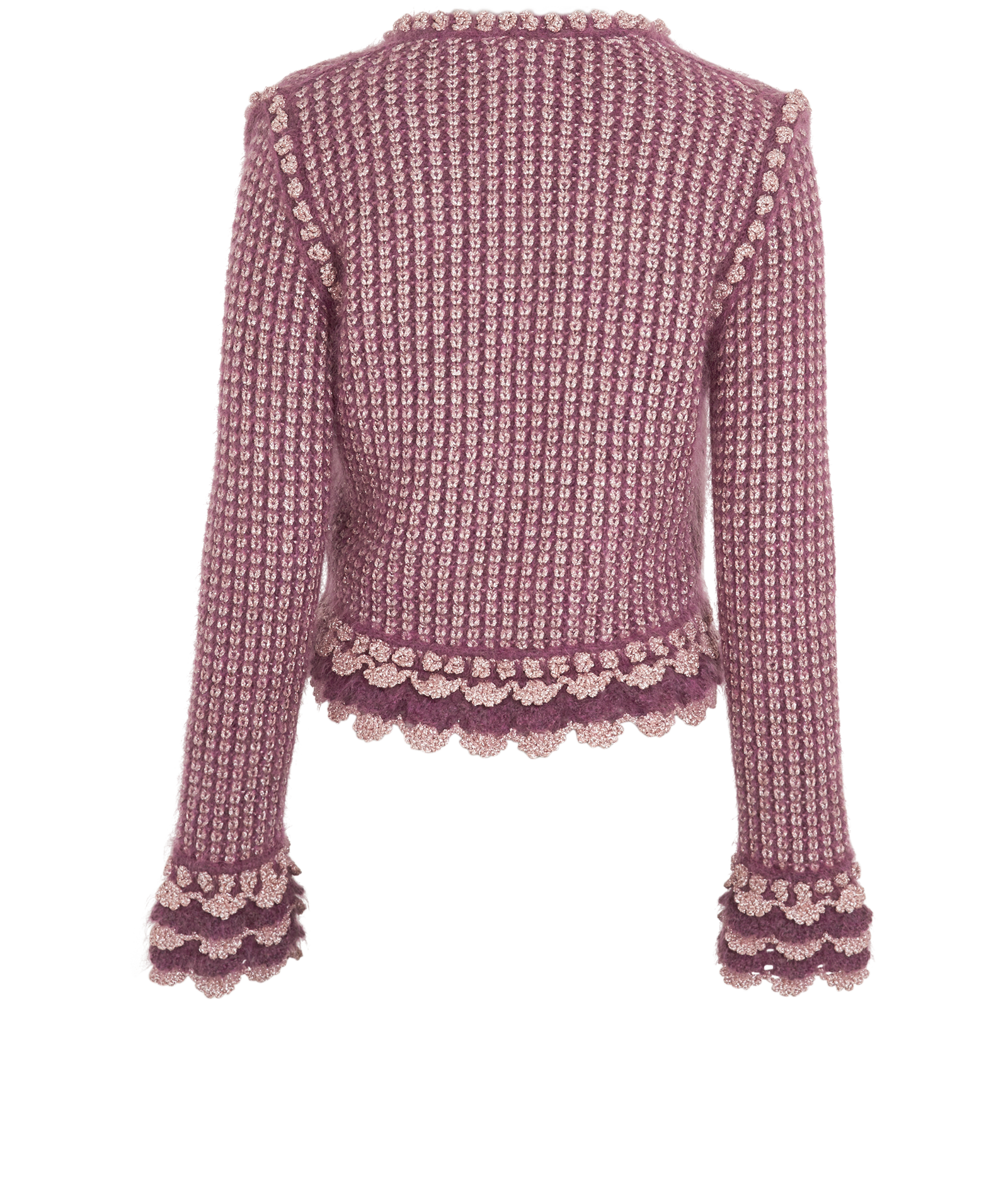 Chanel Knit Scallop Cardigan, &pound;1,100, Clothing, Purple, Mohair, Back view