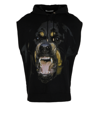 Givenchy Rottweiler Sleeveless Hoodie, &pound;220, Clothing, Black, Cotton, Front view