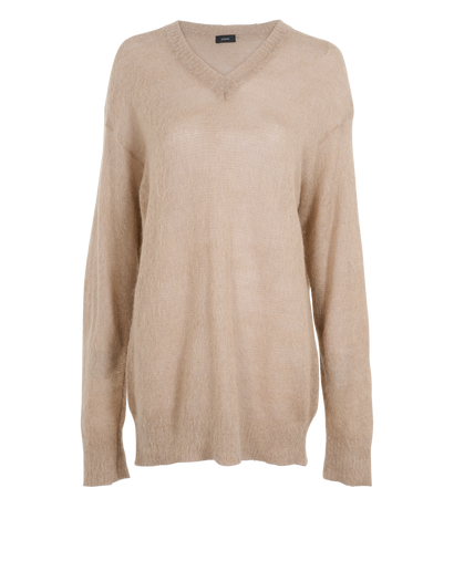 Joseph V-Neck Oversized Jumper, &pound;95, Clothing, Beige, Wool, Front view