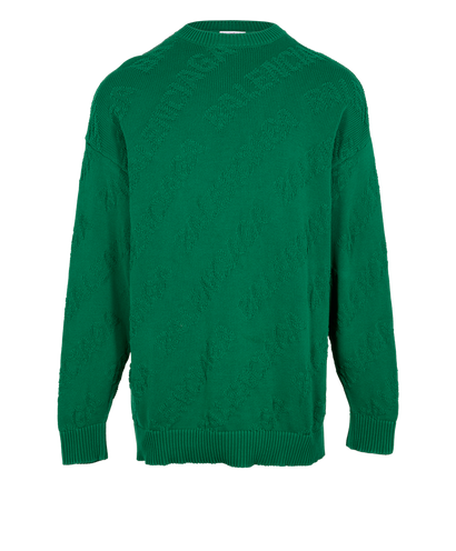 Balenciaga Logo Knitted Jumper, &pound;150, Clothing, Green, Cotton, Front view