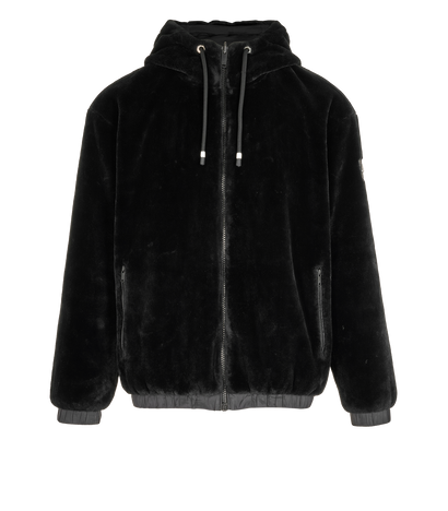 Moose Knuckles Borden Bunny Hoodie, &pound;250, Clothing, Black, Faux Fur, Front view