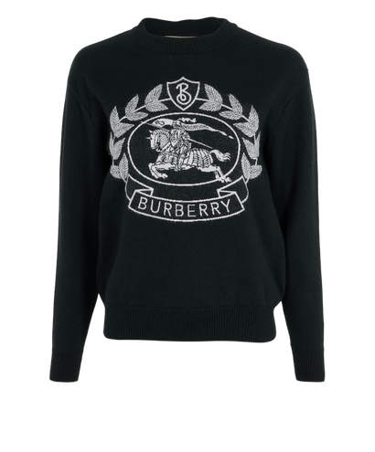 Burberry Logo Jumper, &pound;210, Clothing, Black, Wool, Front view