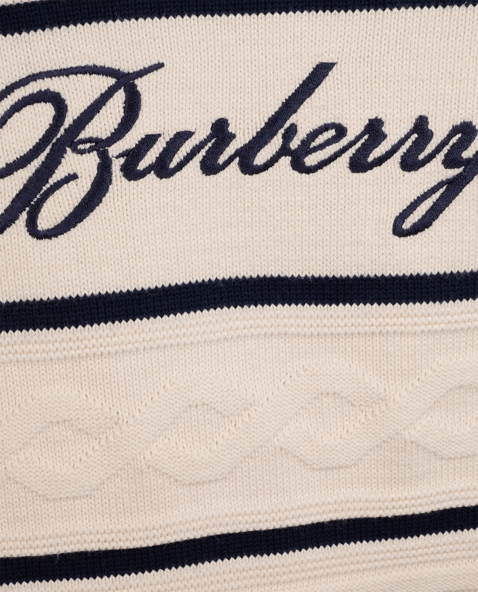Burberry Vintage Logo Knit Jumper, &pound;110, Clothing, Cream/Navy, Cotton, Other view