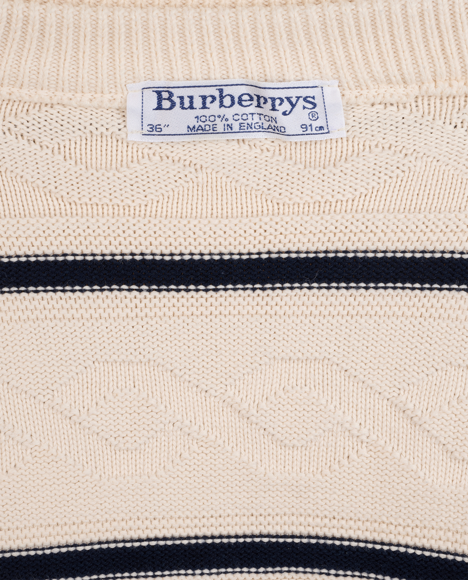 Burberry Vintage Logo Knit Jumper, &pound;110, Clothing, Cream/Navy, Cotton, Other view