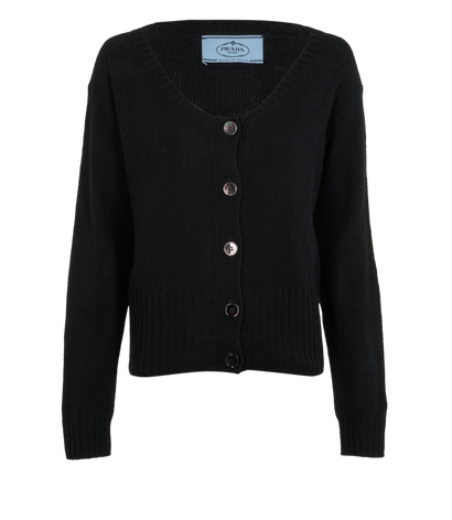 Prada Classic Cardigan, &pound;250, Clothing, Black, Cashmere, Front view