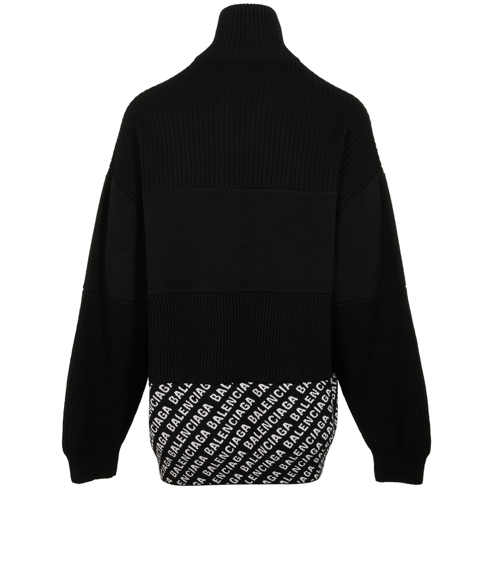 Balenciaga Logo Quarter Zip Jumper, &pound;250, Clothing, Black, Wool, Back view