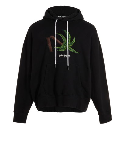 Palm Angels Broken Palm Tree Hoodie, &pound;120, Clothing, Black, Cotton, Front view