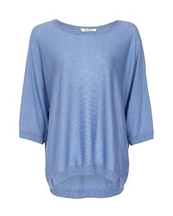 Max Mara 3/4 Sleeve Sweater, Cashmere, Silk, Blue, UK XL