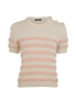 Balmain Striped Jumper, &pound;230, Clothing, Cream/Pink, Wool, Front view