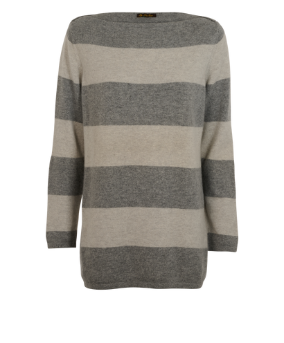 Loro Piana Striped Jumper, &pound;190, Clothing, Grey, Cashmere, Front view