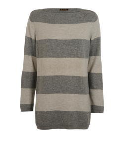 Loro Piana Striped Jumper, Cashmere, Grey, UK14, 3*