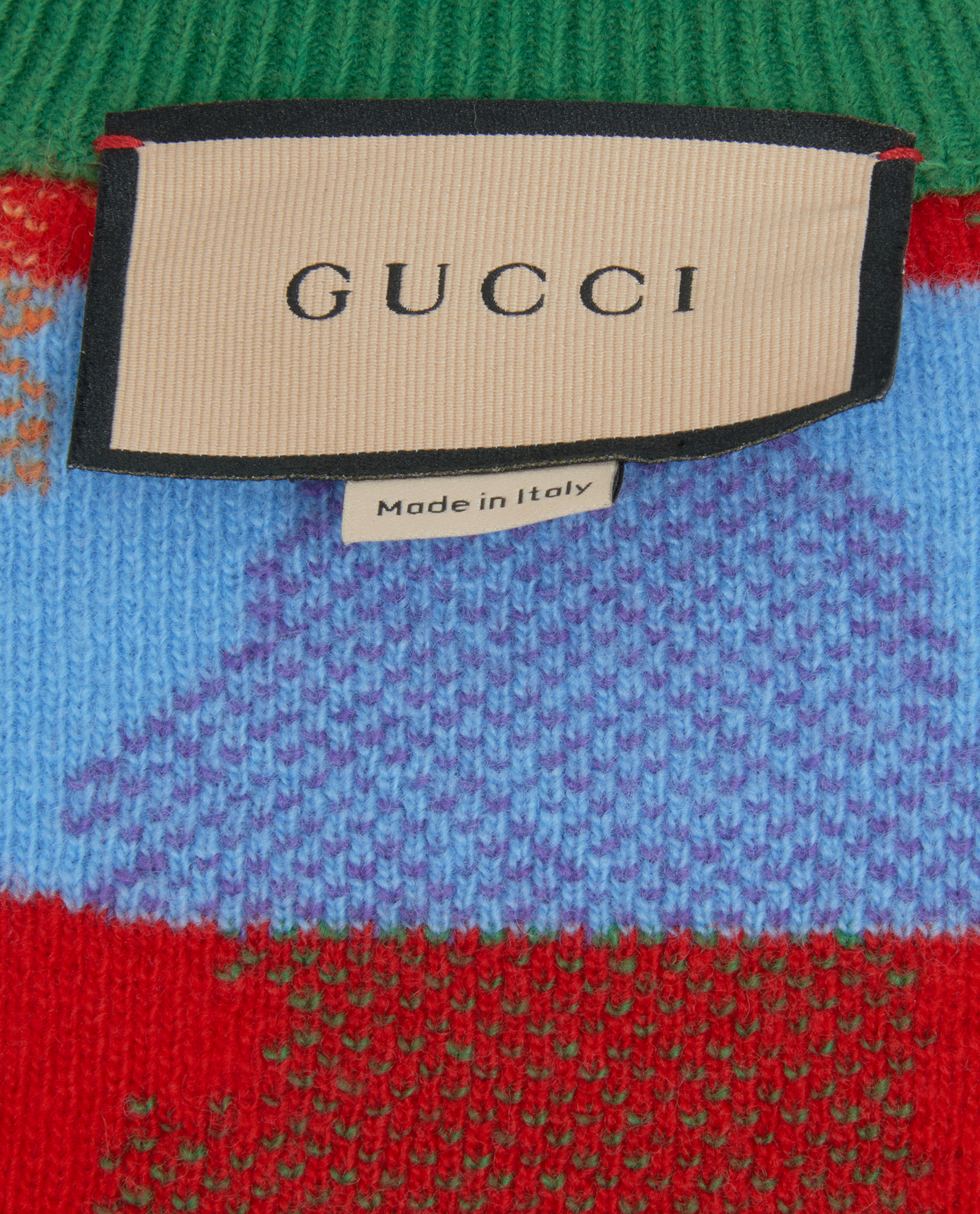 Gucci Rabbit Jumper, &pound;320, Clothing, Blue/Green/Red, Wool, Other view