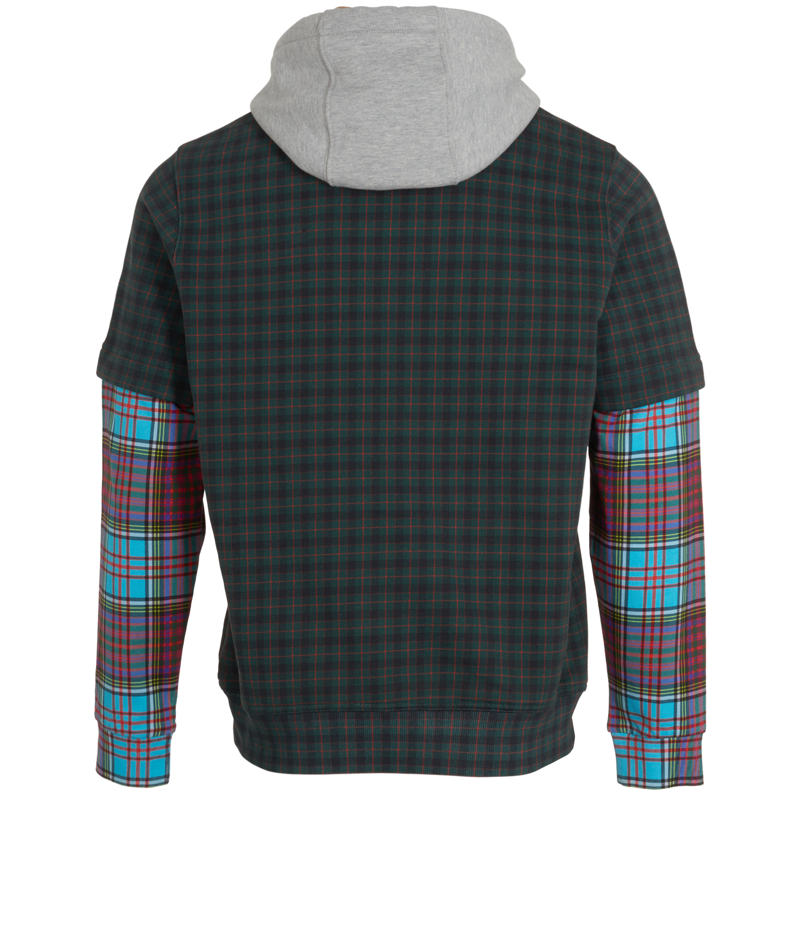 Burberry Plaid Patchwork Hoodie, &pound;210, Clothing, Green, Cotton, Back view