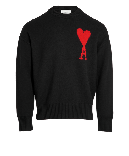 Ami Paris Oversized Knit Jumper, &pound;190, Clothing, Black, Wool, Front view