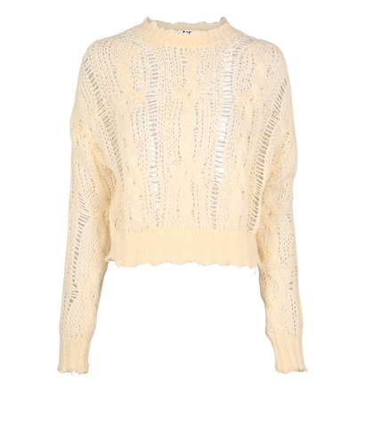 Acne Studio Cable Knit Sweater, &pound;120, Clothing, Cream, Acrylic Plastic/Nylon, Front view