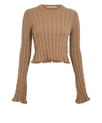 Acne Studio Fringed Ribbed Jumper, &pound;150, Clothing, Brown, Cotton/Wool, Front view