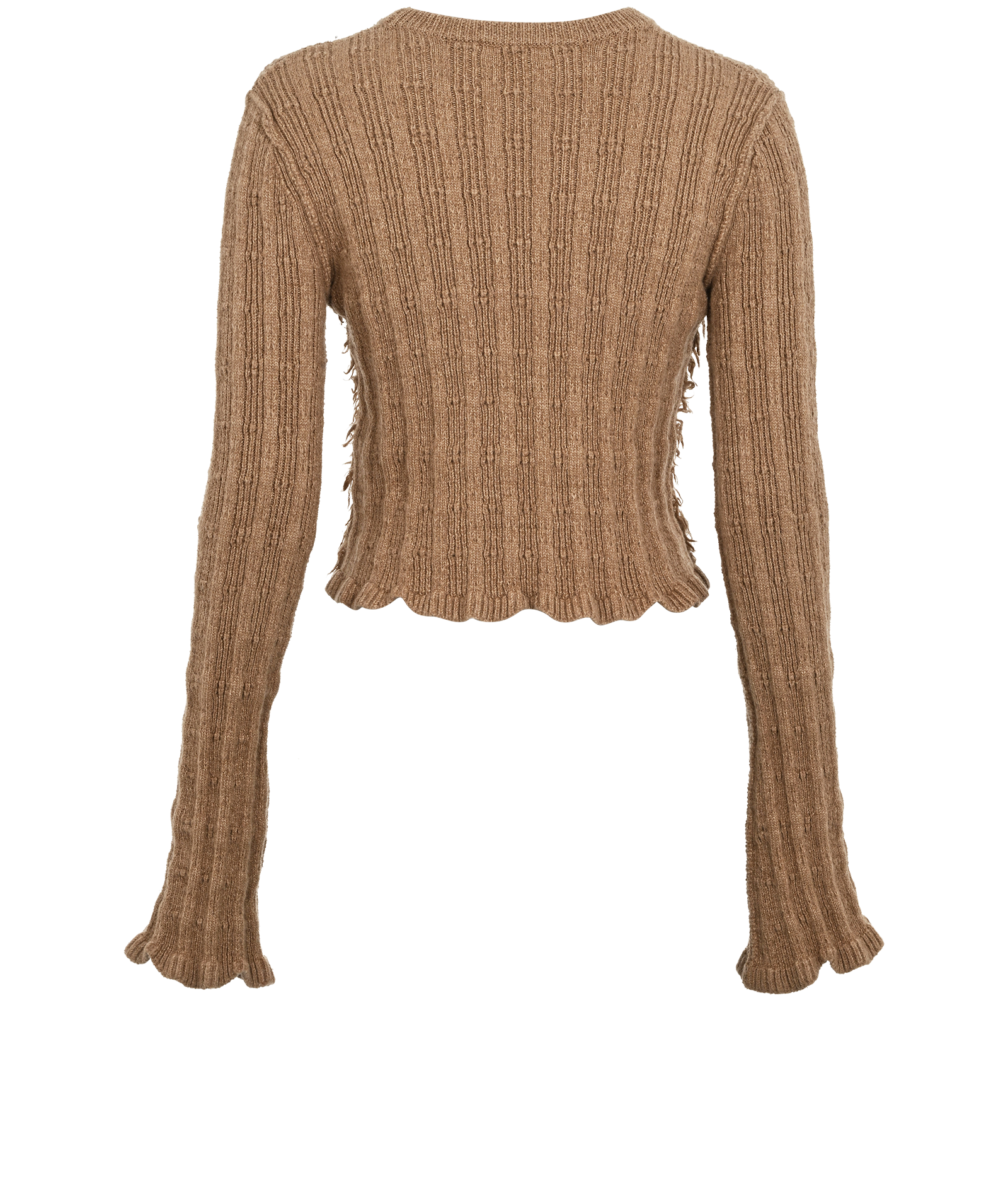 Acne Studio Fringed Ribbed Jumper, &pound;150, Clothing, Brown, Cotton/Wool, Back view
