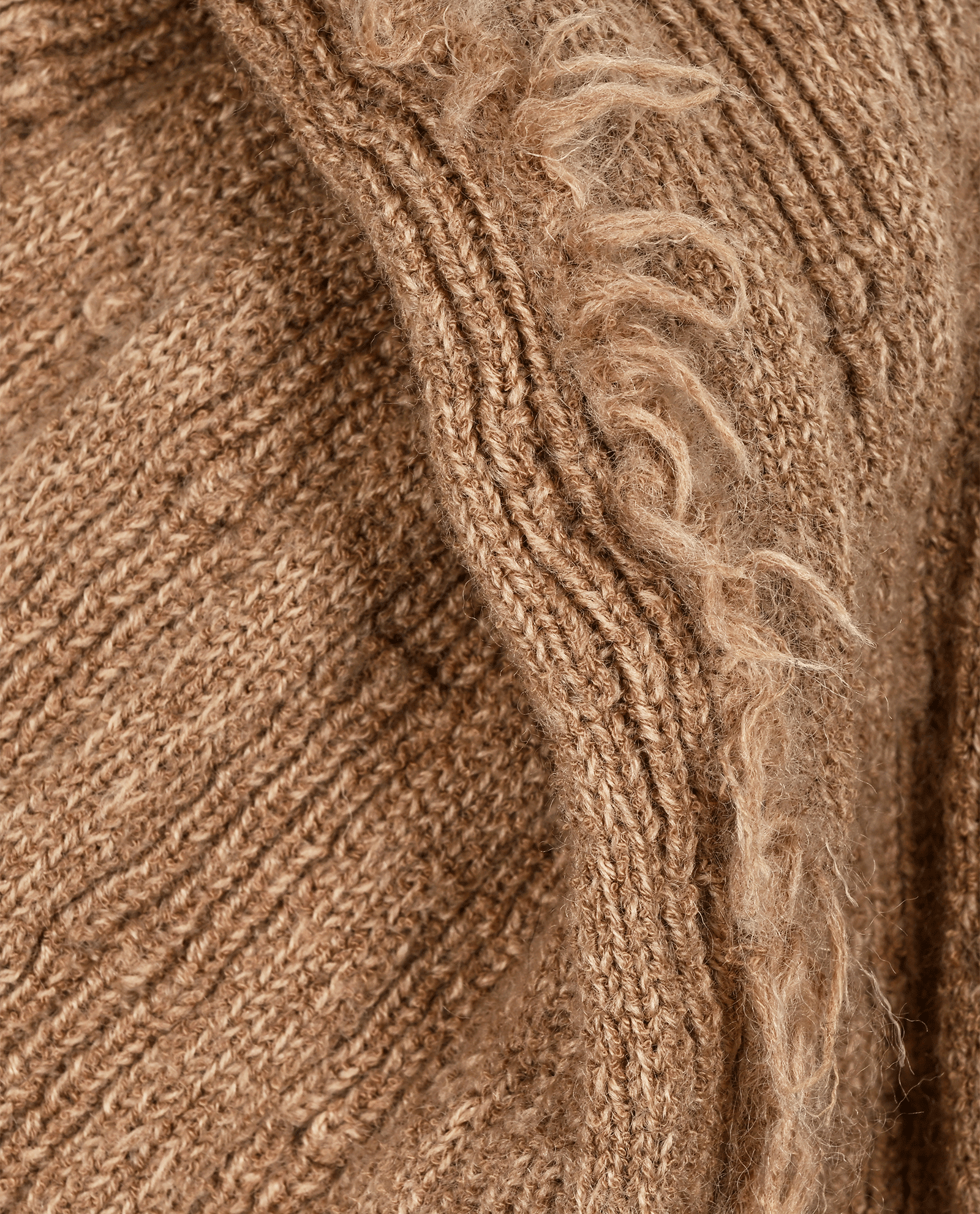 Acne Studio Fringed Ribbed Jumper, &pound;150, Clothing, Brown, Cotton/Wool, Other view