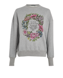 Alexander McQueen Wreath Print Jumper, Cotton, Grey, UK 8, 3*