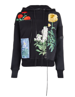 Alexander McQueen Embroidered Hoodie, Cotton, Black, Sz 4, 3*