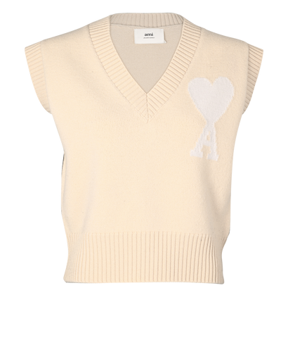 Amiri Paris De Coeur Knitted Vest, £195, Clothing, Cream, Wool, Front view