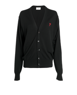 Ami Paris Ami De Coeur Cardigan, Merino Wool, Black, Sz L, 3*