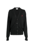 Ami Paris Ami De Coeur Cardigan, &pound;190, Clothing, Black, Wool, Front view