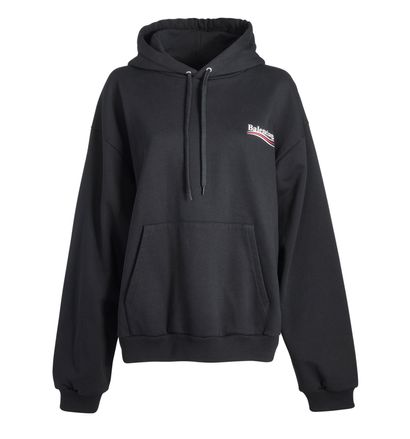Balenciaga Political Hoodie, &pound;350, Clothing, Black, Cotton, Front view