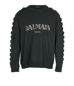 Balmain Strap Logo Sweatshirt, Mens, Cotton, Black, Sz XXL, 3*