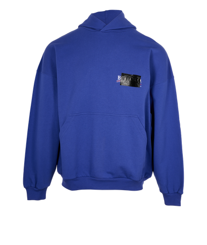 Balenciaga Gaffer Logo Hoodie, &pound;250, Clothing, Blue, Cotton, Front view