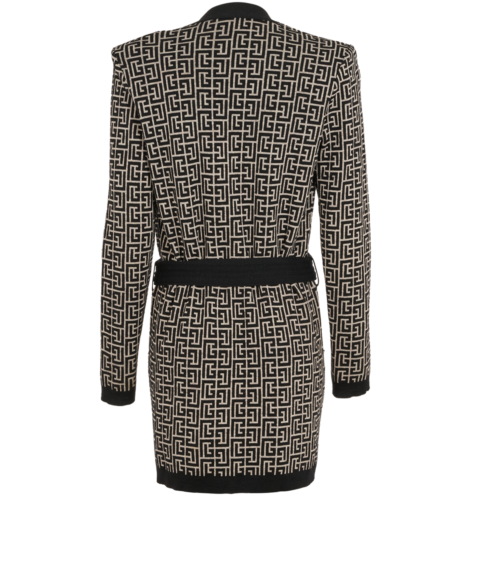 Balmain Belted Cardigan, &pound;220, Clothing, Black/Cream, Wool, Back view