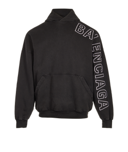 Balenciaga Distressed Hoodie, Mens, Polyester, Black, Sz S, 3*