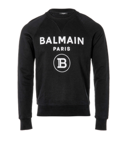 Balmain Logo Sweatshirt, Mens, Cotton, Black, Sz S, 2*