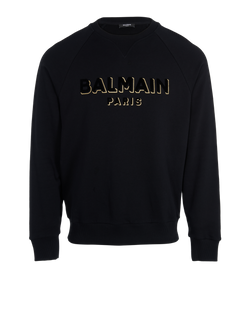 Balmain Logo Crew Sweatshirt, Mens, Cotton, Black, Sz M, 3*