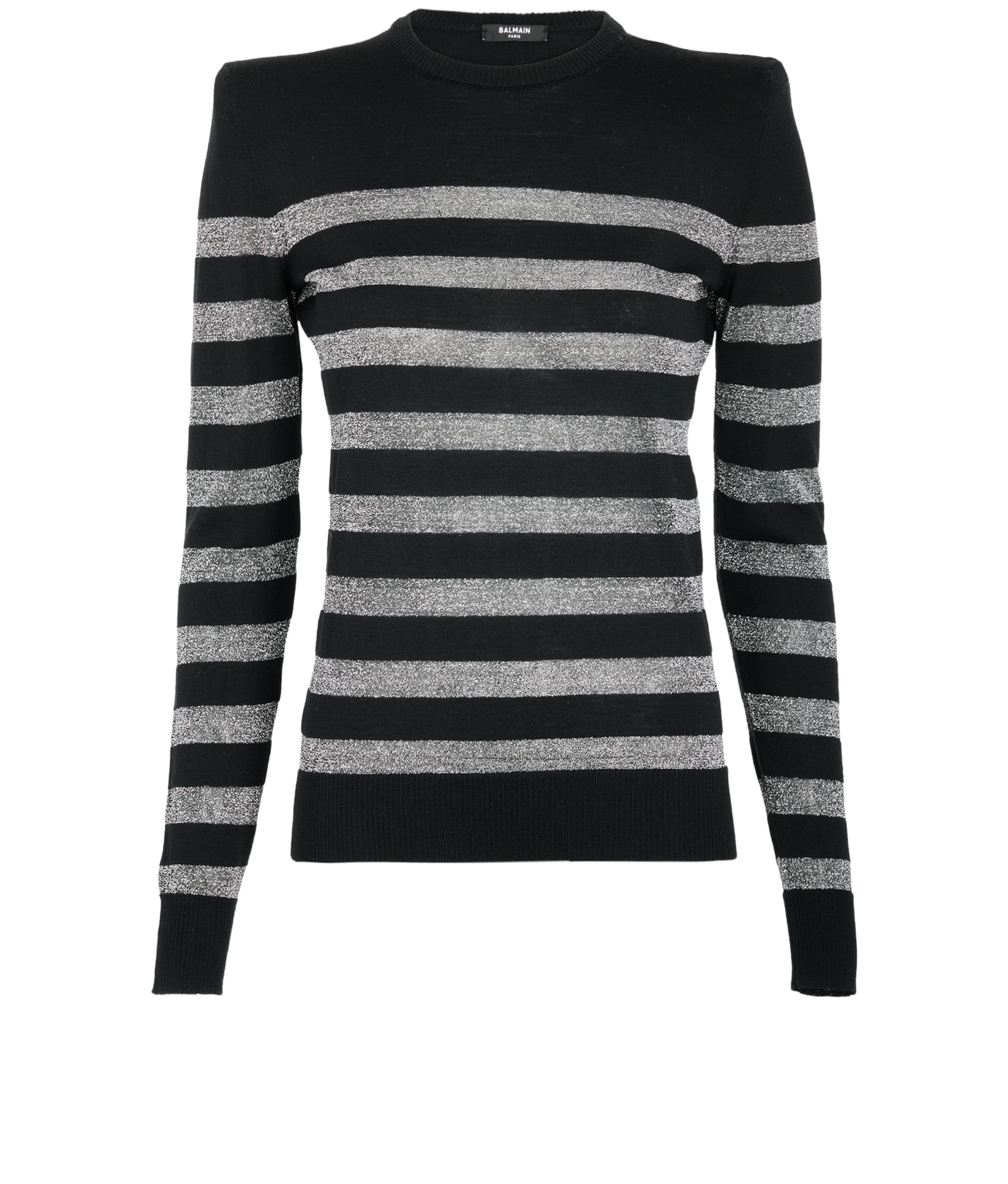 Balmain Metallic-Effect Striped Jumper, Jumpers Designer