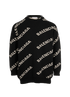 Balenciaga All Over Logo Jumper, &pound;350, Clothing, Black/White, Camel Hair/Wool, Front view