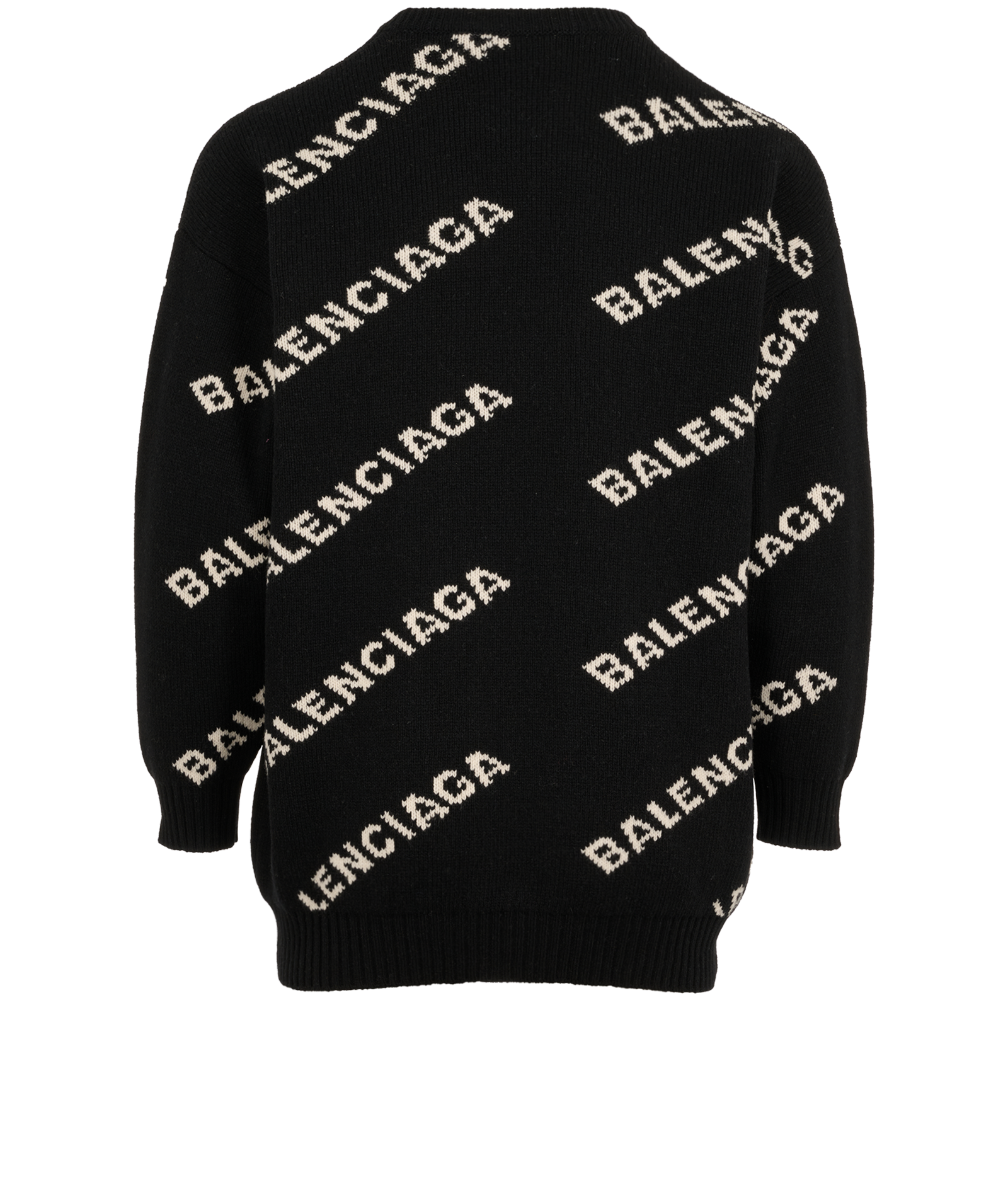 Balenciaga All Over Logo Jumper, &pound;350, Clothing, Black/White, Camel Hair/Wool, Back view