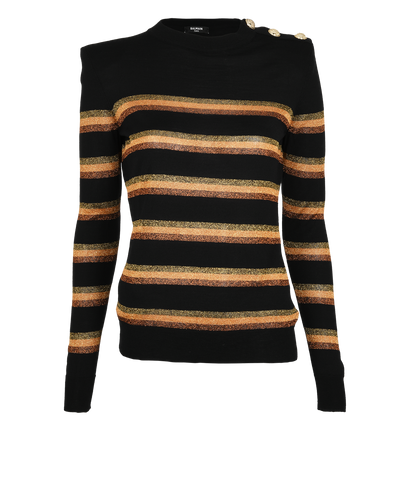 Balmain Metallic Effect Striped Jumper, front view