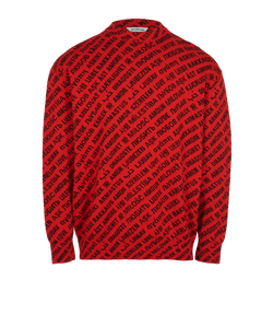 Balenciaga Love Printed Jumper, Wool, Red, Sz XS, 3*