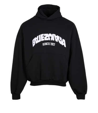 Balenciaga Embroidered Backflip Logo Hoodie, &pound;275, Clothing, Black, Cotton, Front view